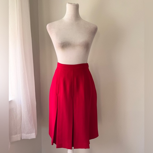 Vintage Y2K Collectibles Casual Corner Red Pleated Knee Length Skirt - Picture 2 of 9